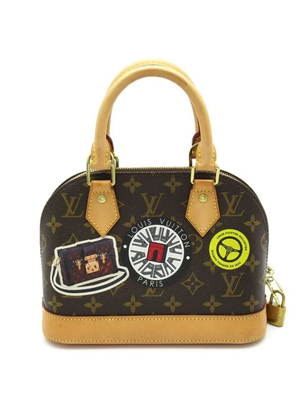 Louis Vuitton Alma BB World Tour Monogram Handbag Brown